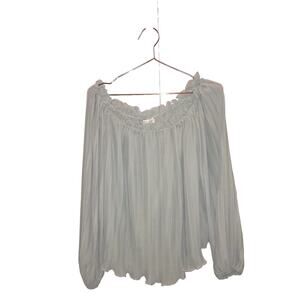 She + Sky pleated lined off the shoulder blouse mint green size large